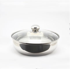 Gourdo's Chafing Dish, Stainless Steel, Double Bowl with Lid Holder 4L / 27cm & 2 Free Servers