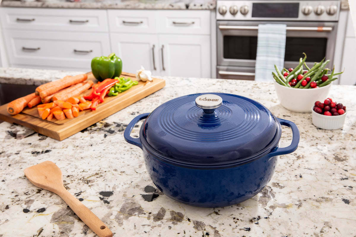 Lodge Enameled Cast Iron Dutch Oven Indigo 6QT