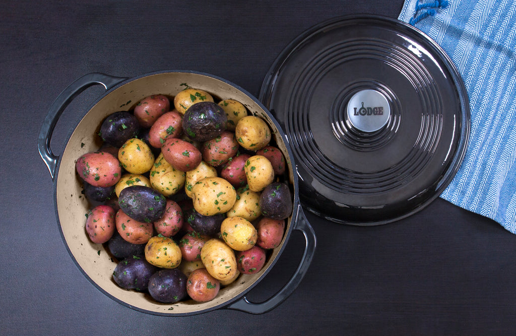 Lodge Enameled Cast Iron Dutch Oven Midnight Chrome 6QT