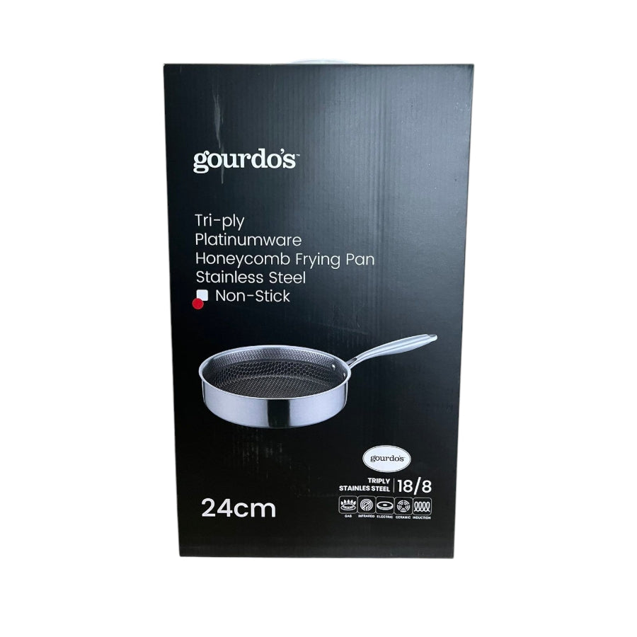 Gourdo's Tri-ply Fry Platinumware Fry Pan, Non Stick 24CM/9.5"