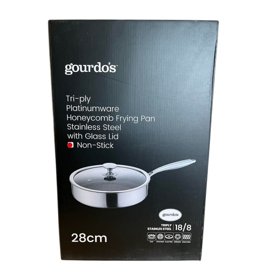 Gourdo's Tri-ply Fry Platinumware Fry Pan  Stainless Steel 24 CM / 2.5 Liters