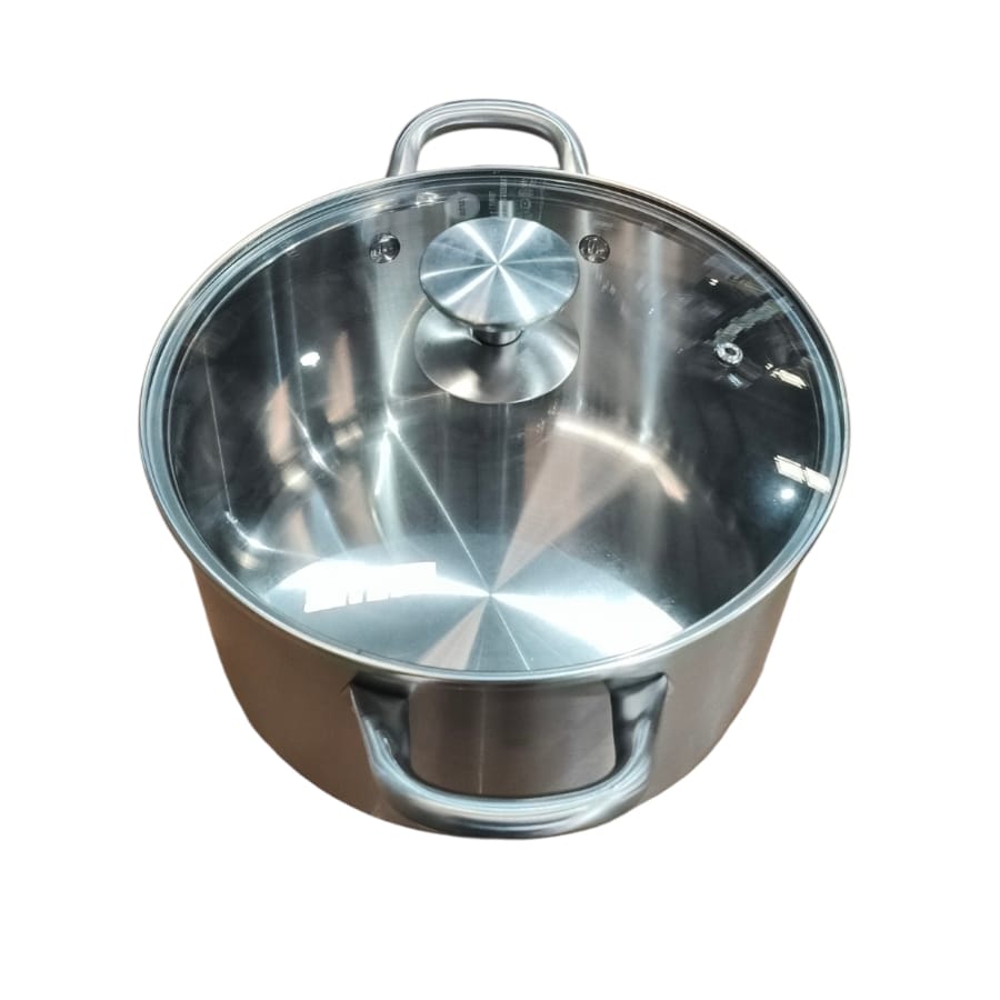 Gourdo's Dutch Oven  Stainless Steel Triply 18/8  With Glass Lid 24 CM / 5.3 Liters