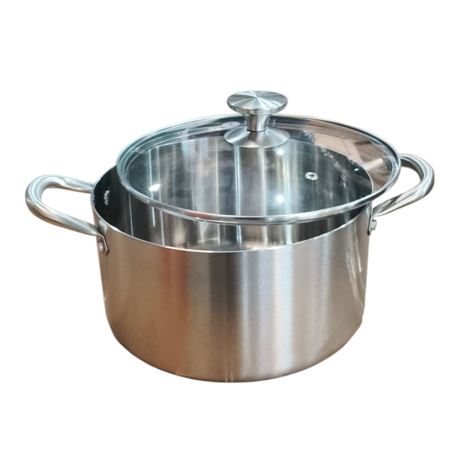 Gourdo's Dutch Oven  Stainless Steel Triply 18/8  With Glass Lid 24 CM / 5.3 Liters