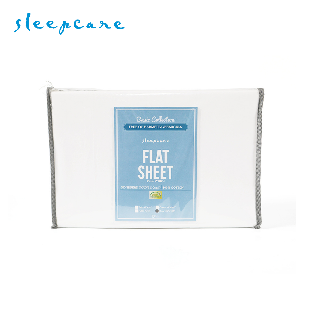Sleepcare Basic White Flat Sheet King 108x98.5"