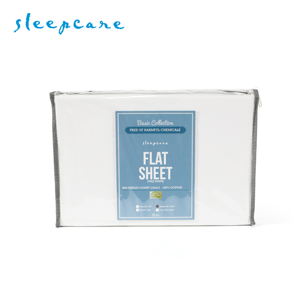 Sleepcare Basic White Flat Sheet Queen 90x98.5"