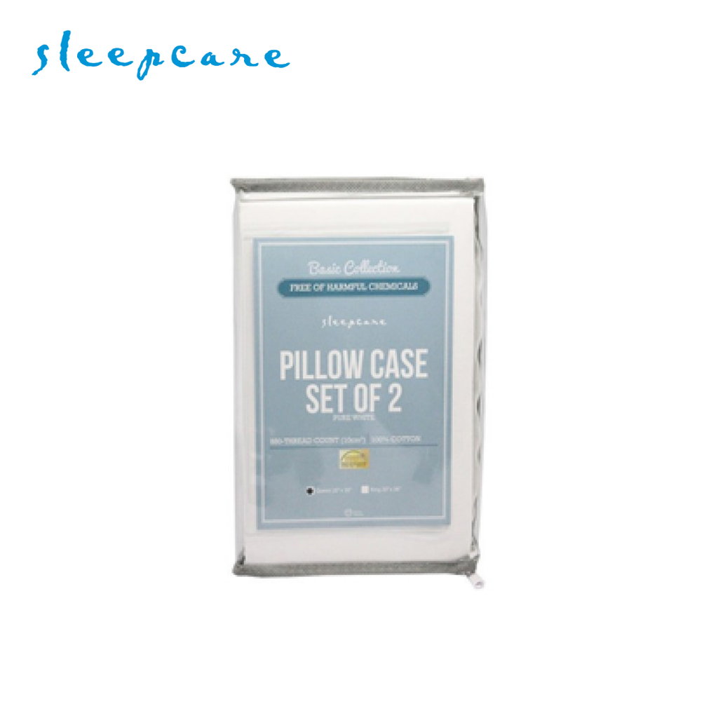 Sleepcare Basic White Pillow Case Set of 2 Queen 20x30"