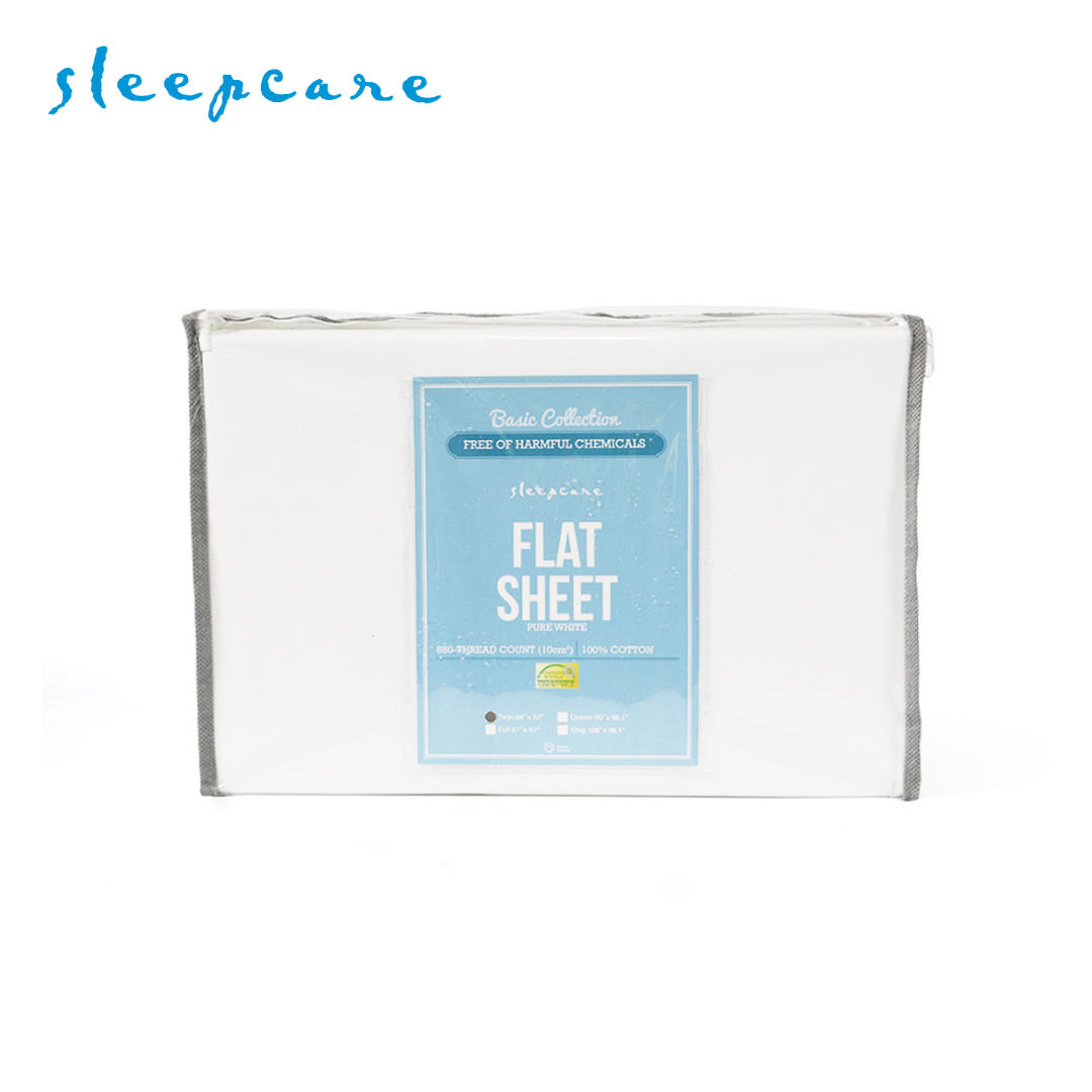 Sleepcare Basic White Flat Sheet Twin 66x92"