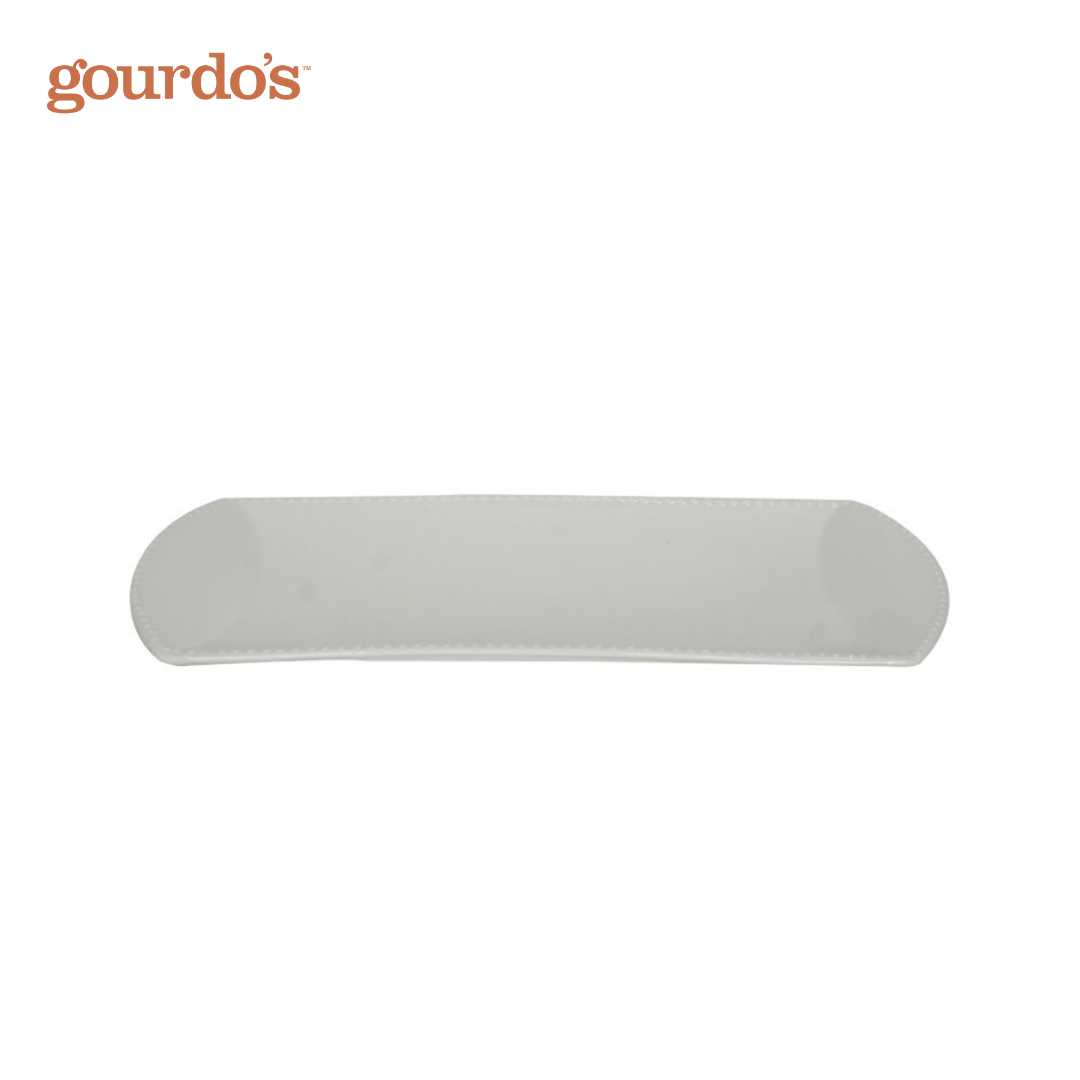 Gourdo's Porcelain Rectangle Plate Dot Rim 15x6.75"