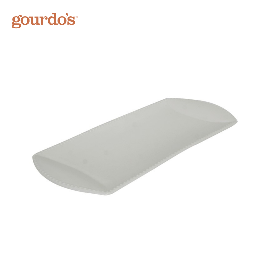 Gourdo's Porcelain Rectangle Plate Dot Rim 15x6.75"