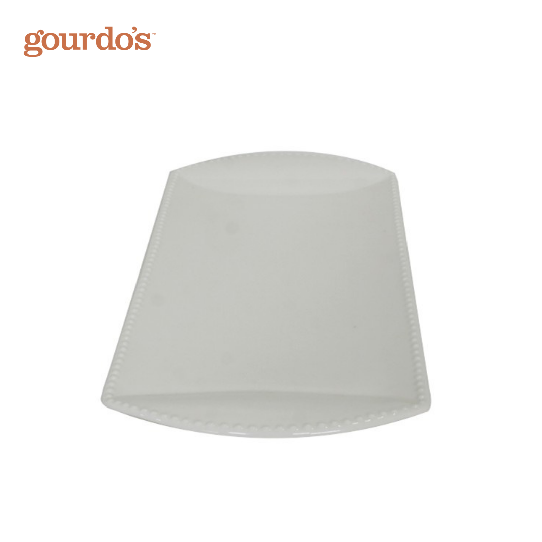 Gourdo's Porcelain Rectangle Plate Dot Rim 15x6.75"