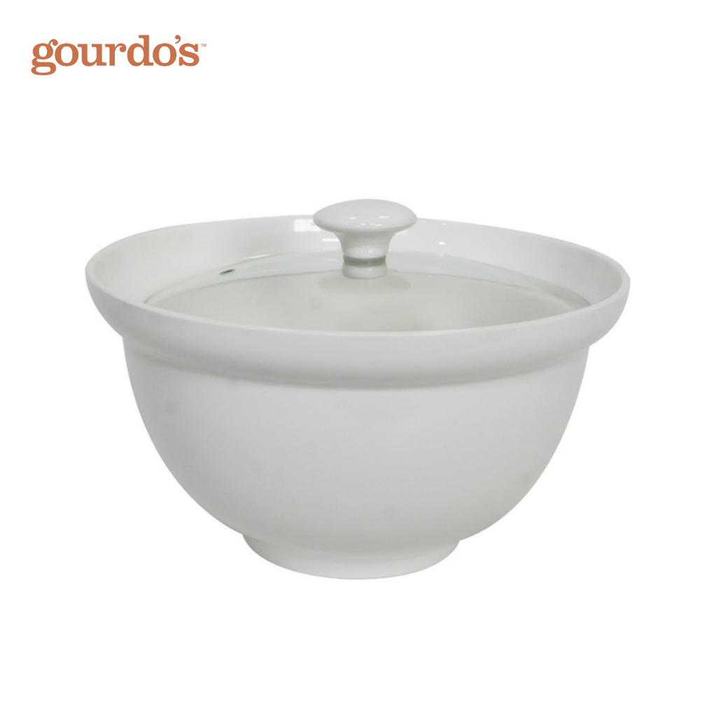 Gourdo's Porcelain Rice Bowl With Lid 10"
