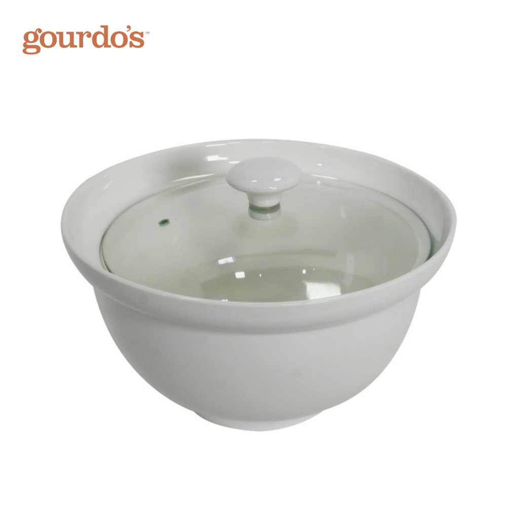 Gourdo's Porcelain Rice Bowl With Lid 10"