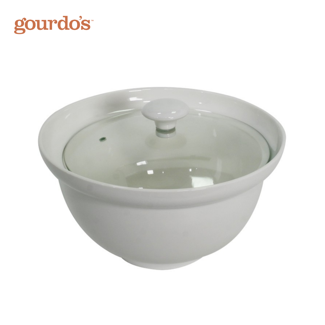 Gourdo's Porcelain Rice Bowl With Lid 10"