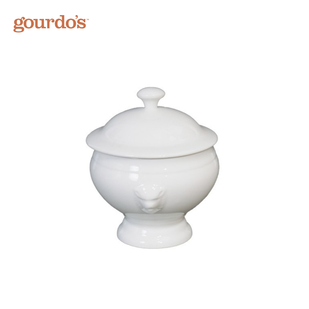 Gourdo's Porcelain Lion Head Onion Soup Bowl With Lid