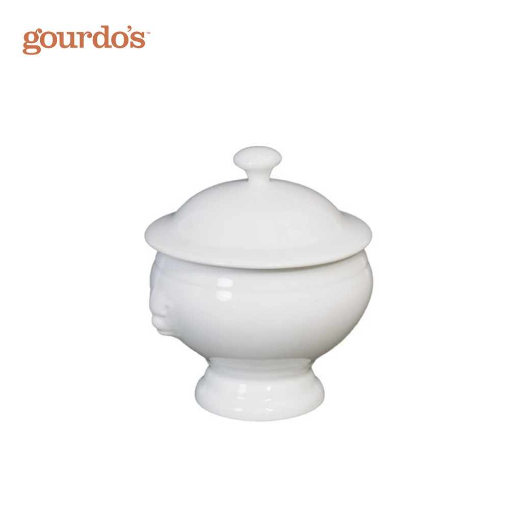 Gourdo's Porcelain Lion Head Onion Soup Bowl With Lid