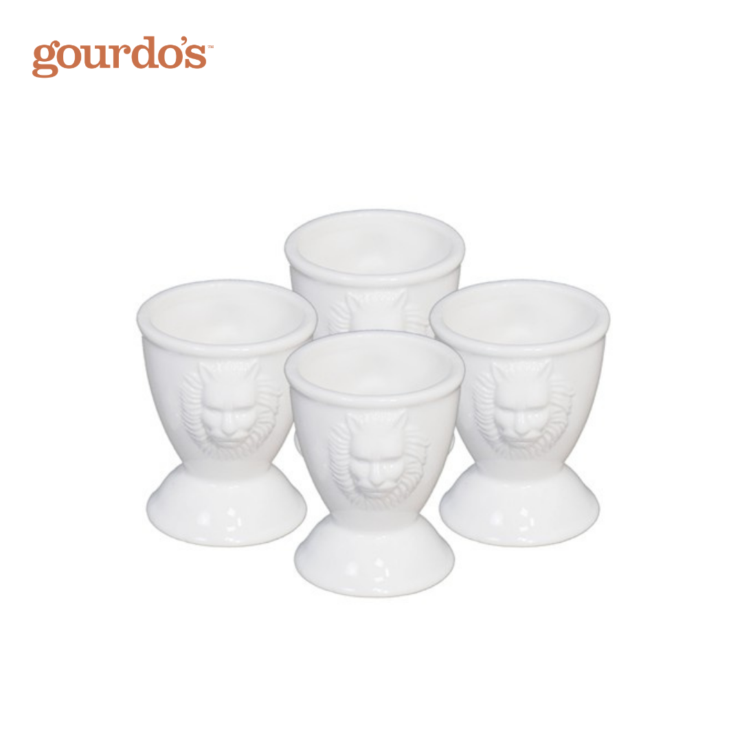 Gourdo's Porcelain French Egg Cup Lion Head Set of 4 2.25"