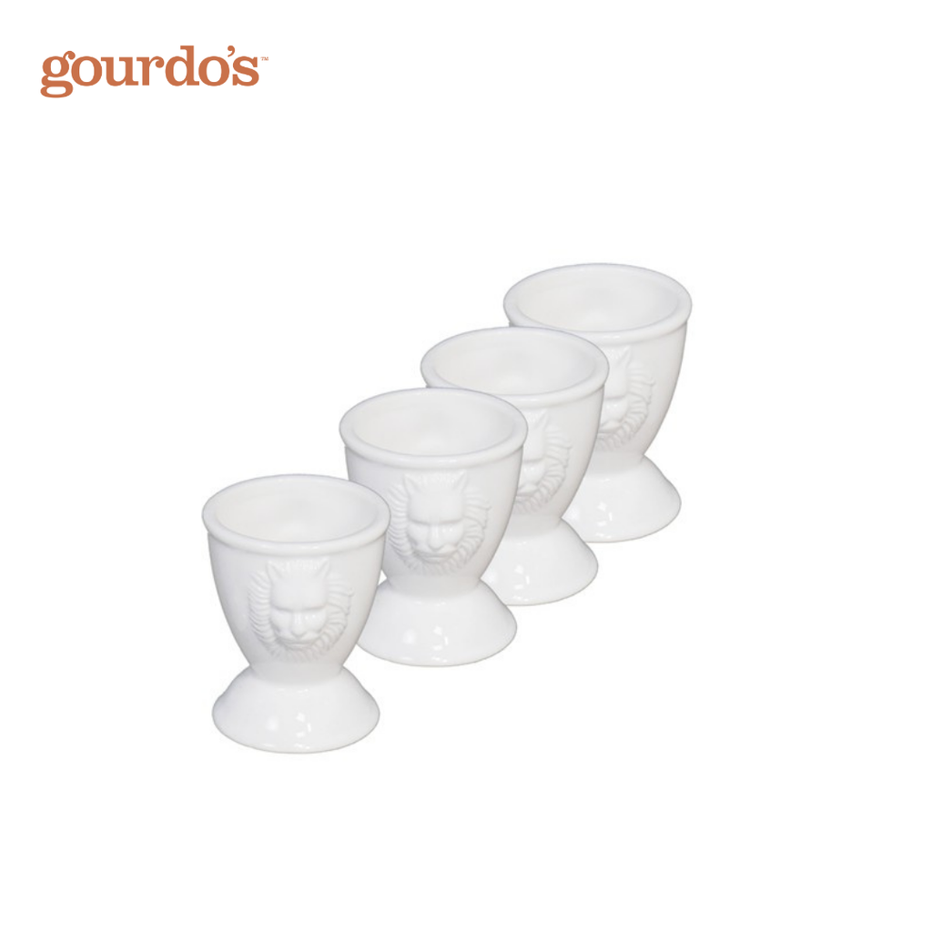 Gourdo's Porcelain French Egg Cup Lion Head Set of 4 2.25"