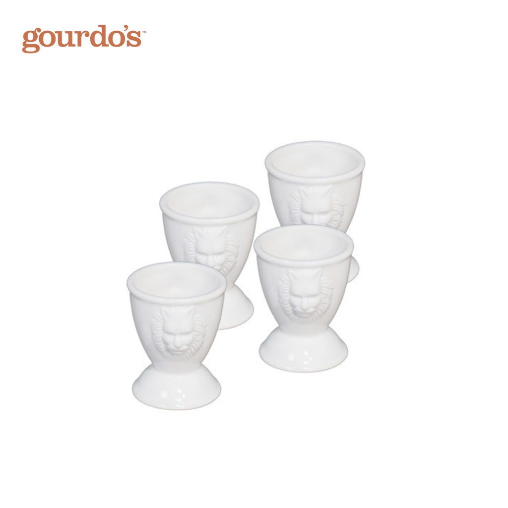Gourdo's Porcelain French Egg Cup Lion Head Set of 4 2.25"