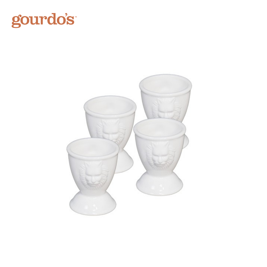 Gourdo's Porcelain French Egg Cup Lion Head Set of 4 2.25"