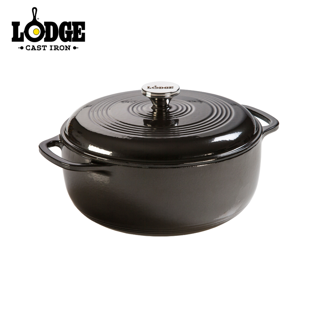 Lodge Enameled Cast Iron Dutch Oven Midnight Chrome 6QT