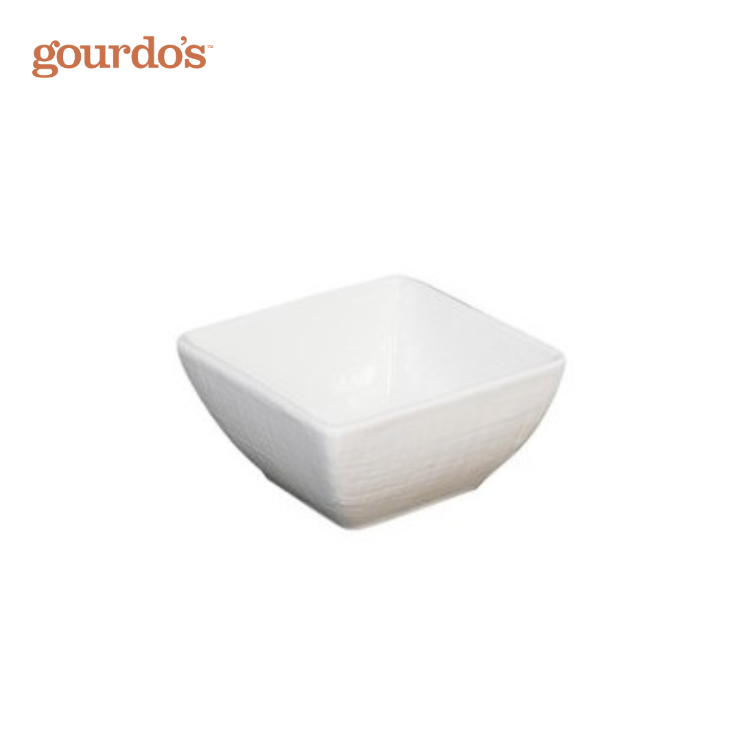 Gourdo's Porcelain Japanese Square Bowl Textured 3.5"