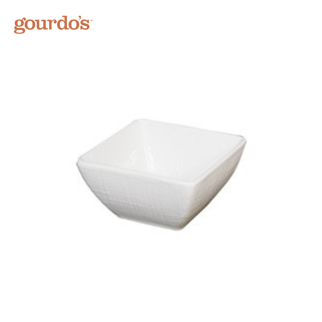 Gourdo's Porcelain Japanese Square Bowl Textured 3.5"