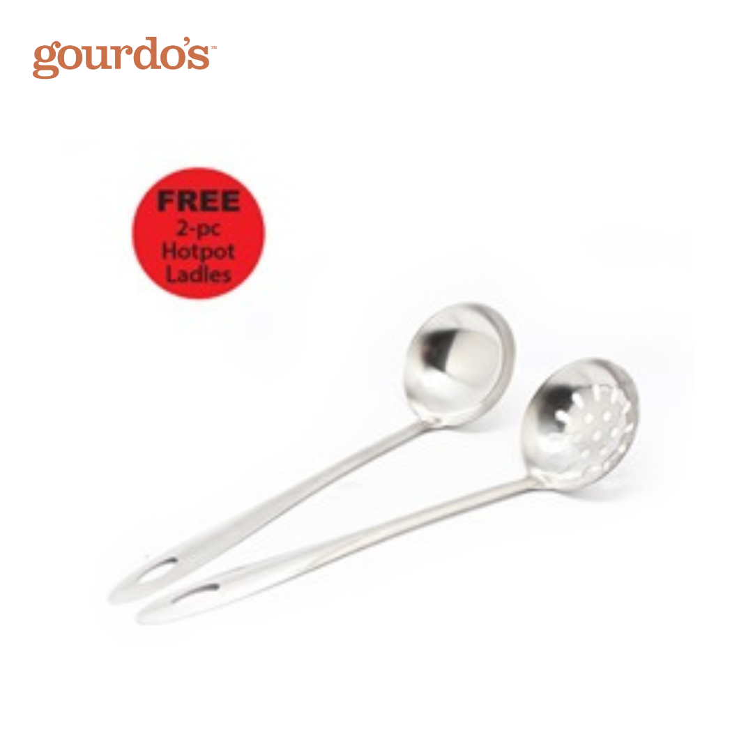 Gourdo's Chafing Dish, Stainless Steel, Single Bowl with Lid Holder 6L / 35cm & 2 Free Servers