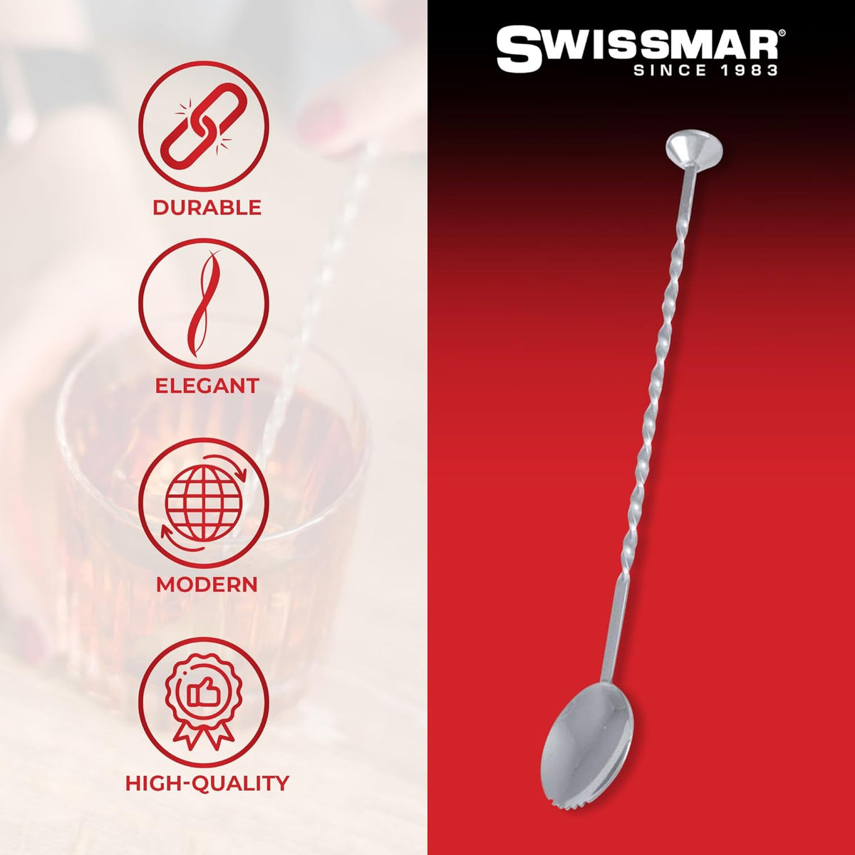 Swissmar Cocktail Spoon-Hammer Stainless Steel Polished