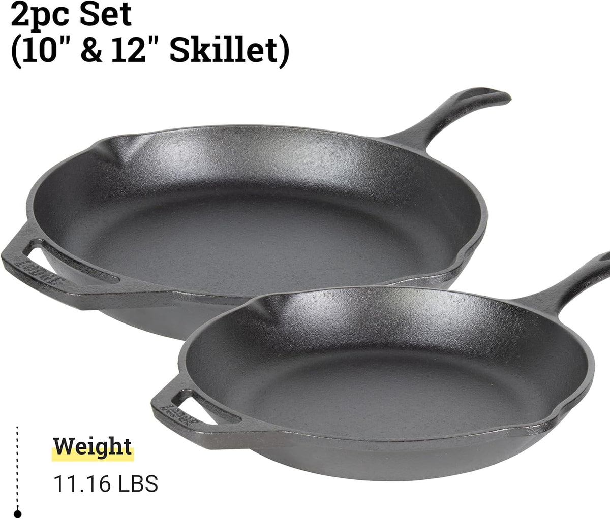 Lodge Chef Collection Cast Iron Skillet Set of 2 10"/12"