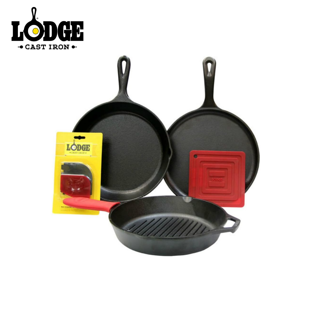Lodge Essential Seasoned Cast Iron Skillet Set