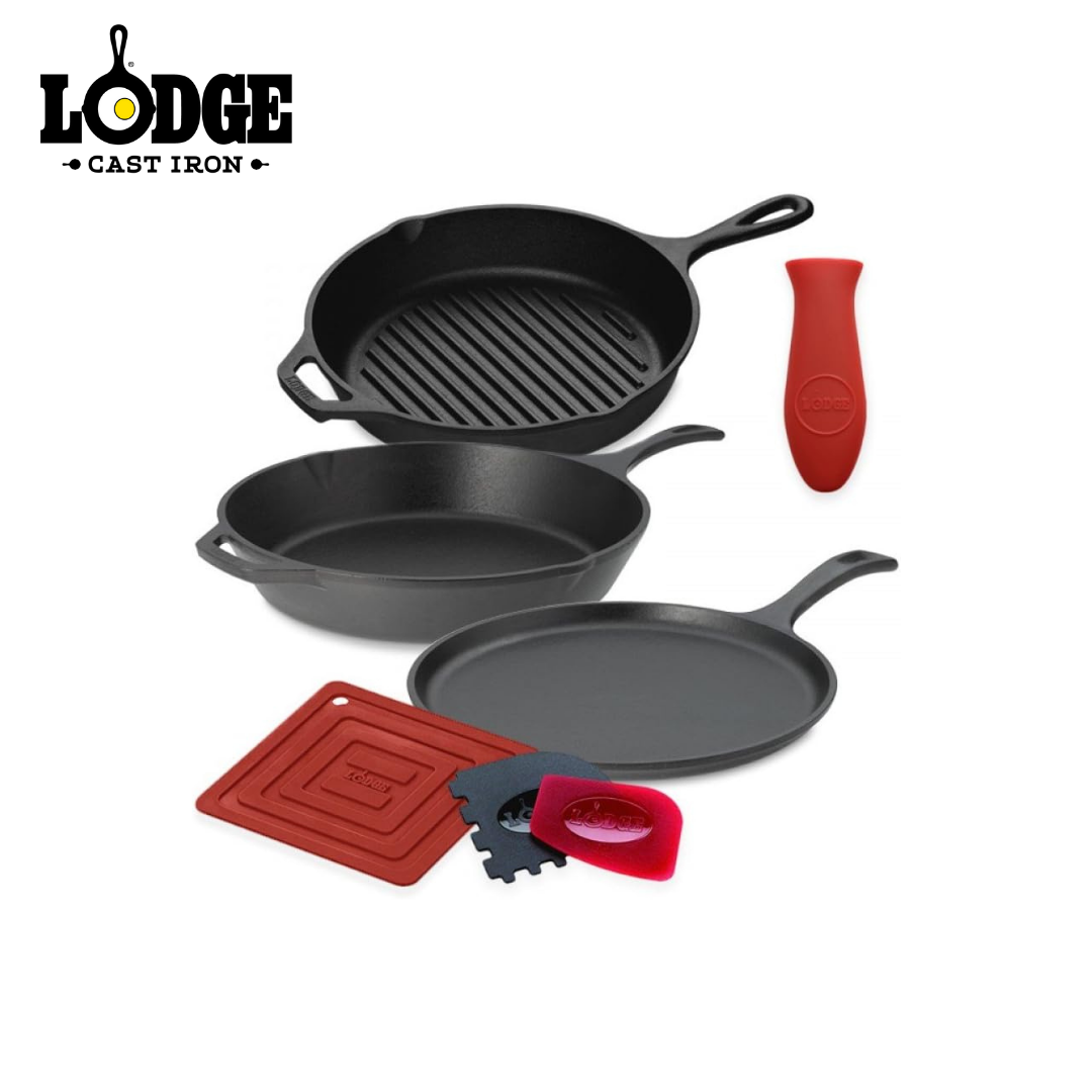 Lodge Essential Seasoned Cast Iron Skillet Set