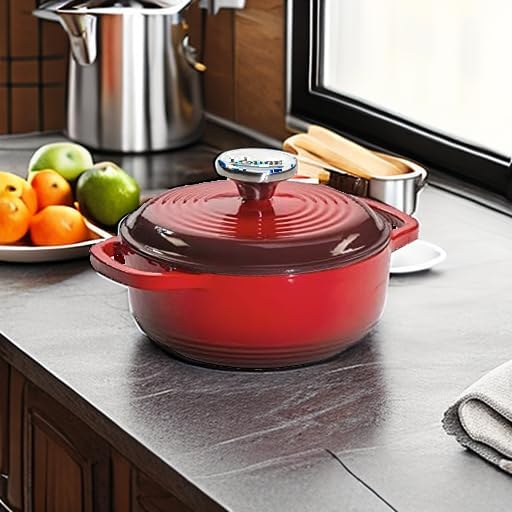 Lodge Enameled Cast Iron Dutch Oven Red 1.5QT