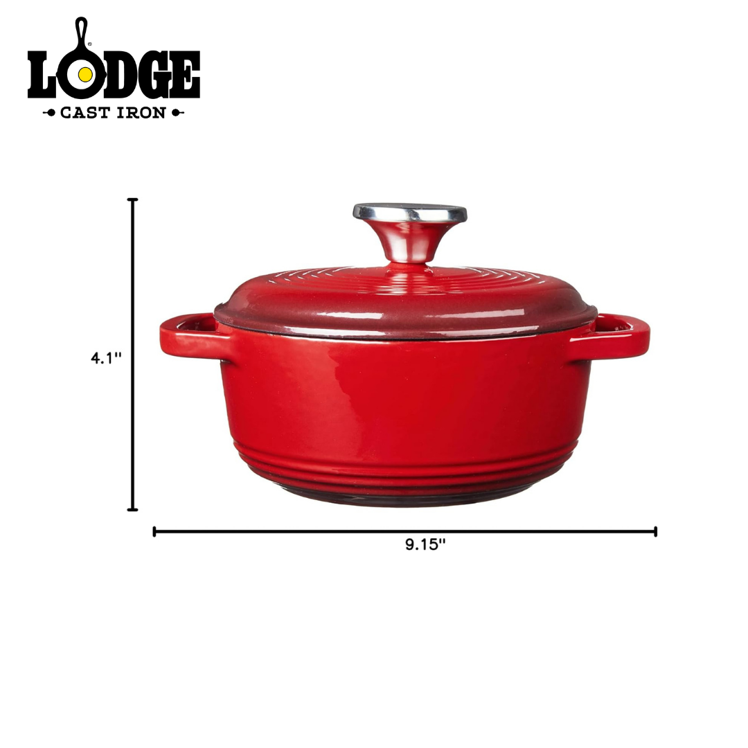 Lodge Enameled Cast Iron Dutch Oven Red 1.5QT