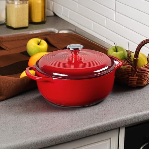 Lodge Enameled Cast Iron Dutch Oven Red 4.5QT
