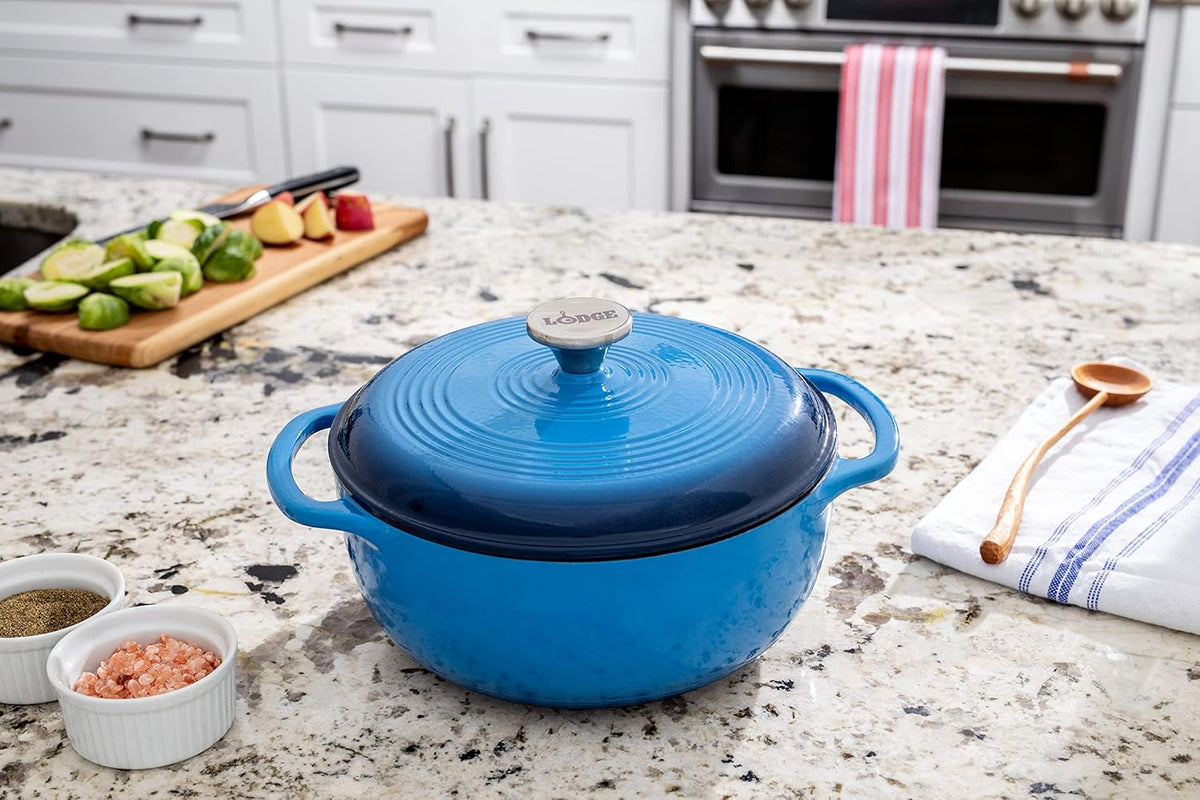 Lodge Enameled Cast Iron Dutch Oven Blue 4.5QT