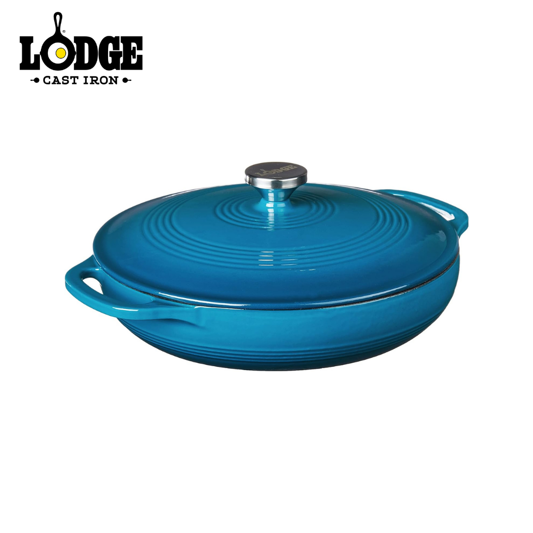 Lodge Enameled Cast Iron Covered Casserole Blue 3.6QT