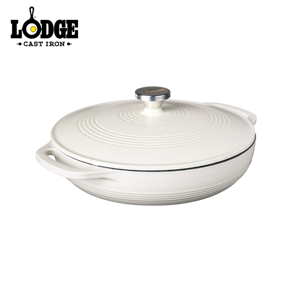 Lodge Enameled Cast Iron Covered Casserole Oyster White 3.6QT