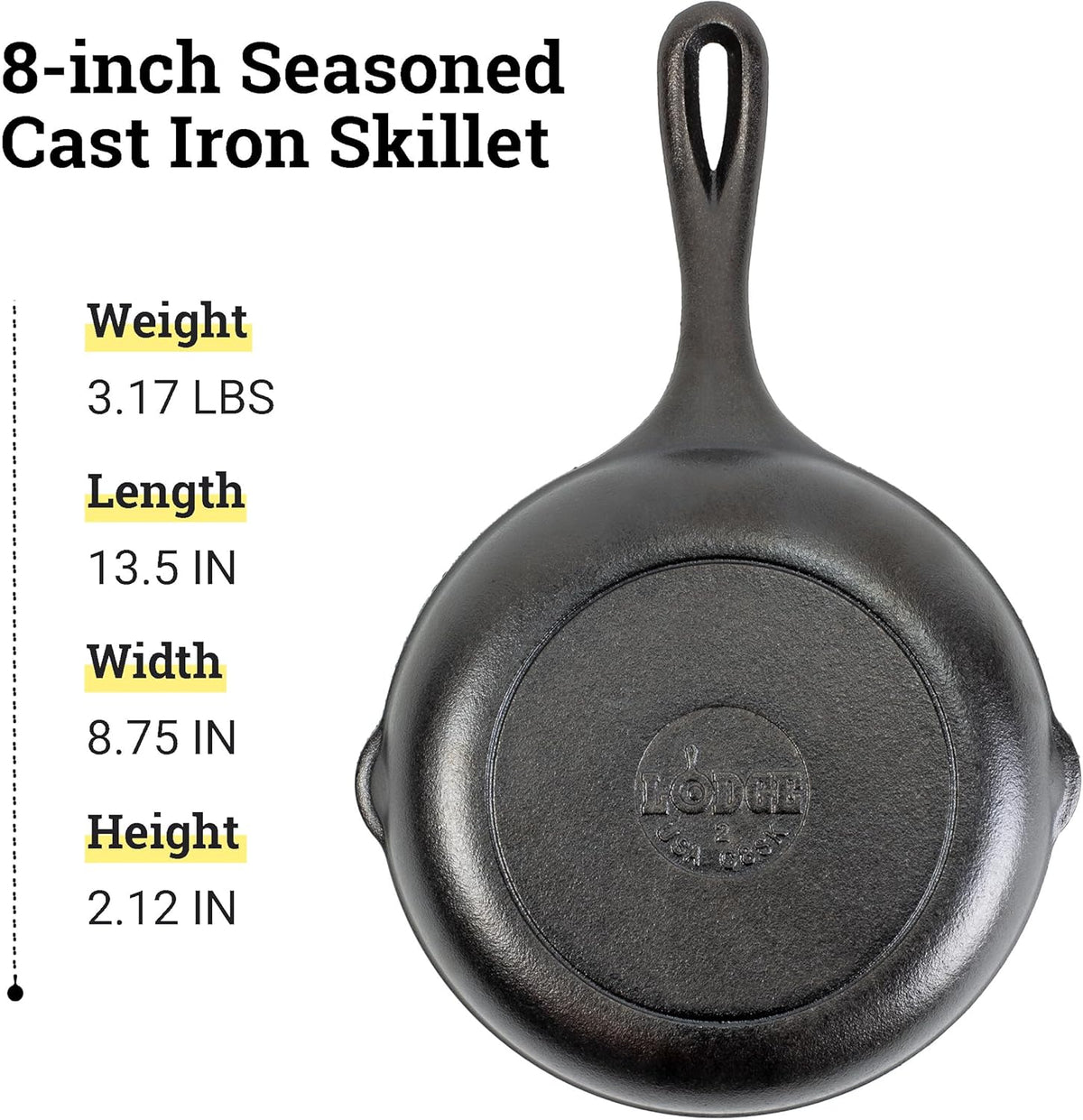 Lodge Chef Style Cast Iron Skillet 8"