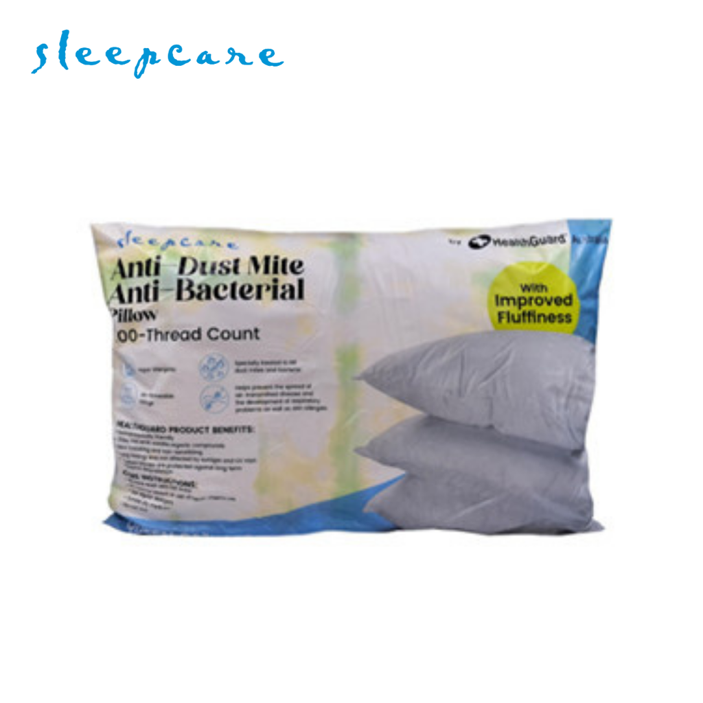 Sleepcare HealthGuard Anti-Bacterial Anti-Bed Bug Queen Pillow with 800g Polyester Polyfill and 200-Thread Count