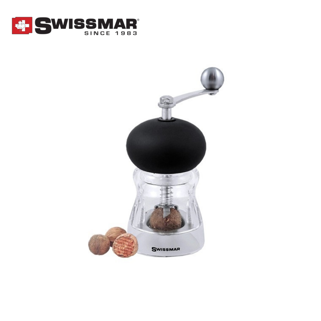 Swissmar Nutmeg Mill with Soft Touch Top Black 4"