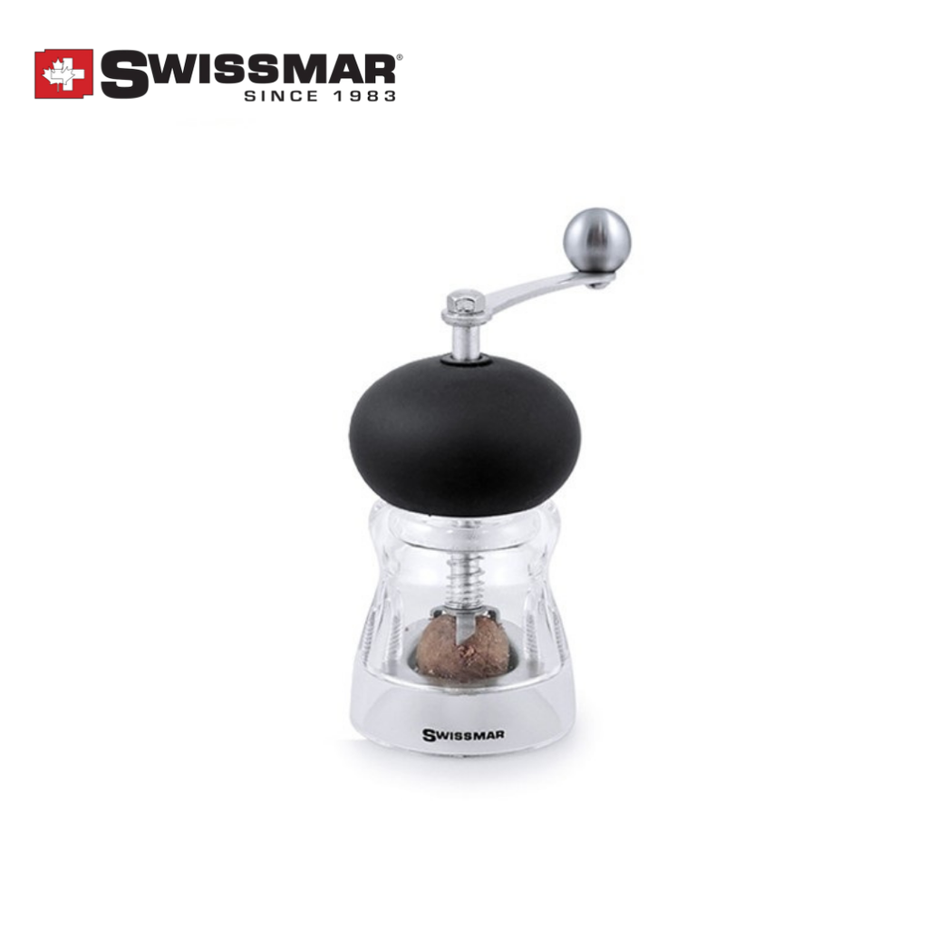 Swissmar Nutmeg Mill with Soft Touch Top Black 4"